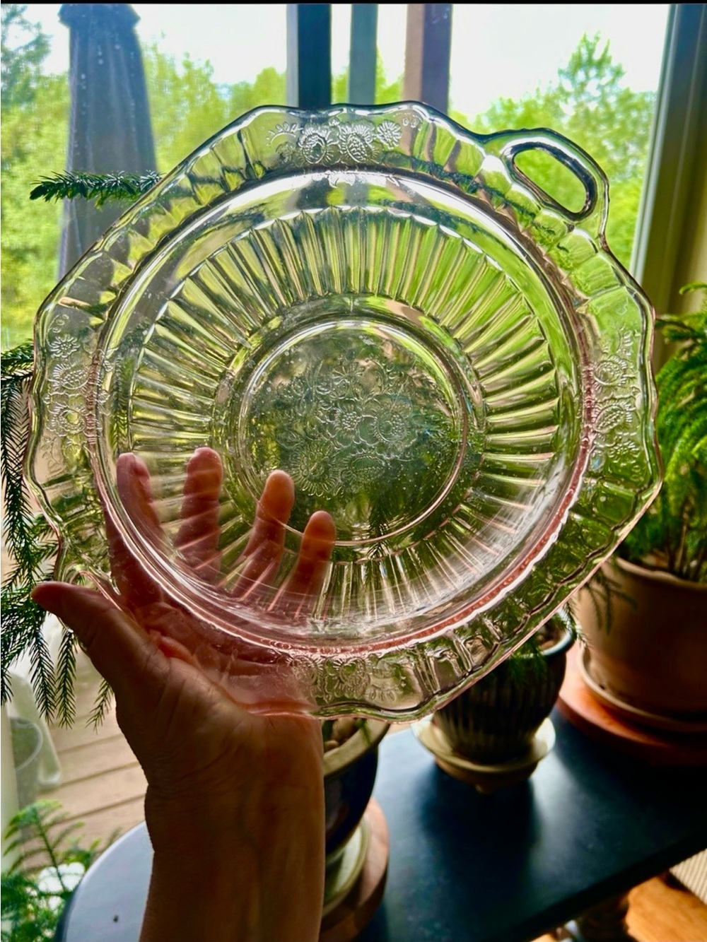 Vintage 1930s Anchor Hocking Mayfair, Open Rose Pink Depression Glass Bowl.